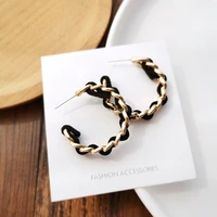 new c shaped earring french retro flannel stud earring earrings for women accessories for fashion luxury jewelry womens gifts
