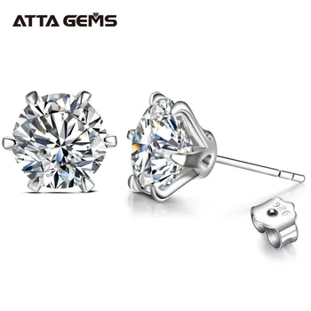 Pendientes de tuerca con piedras preciosas de moissanita de 3,0 quilates para mujer, joyería fina con solitario de color D de plata sólida 925, novedad 1