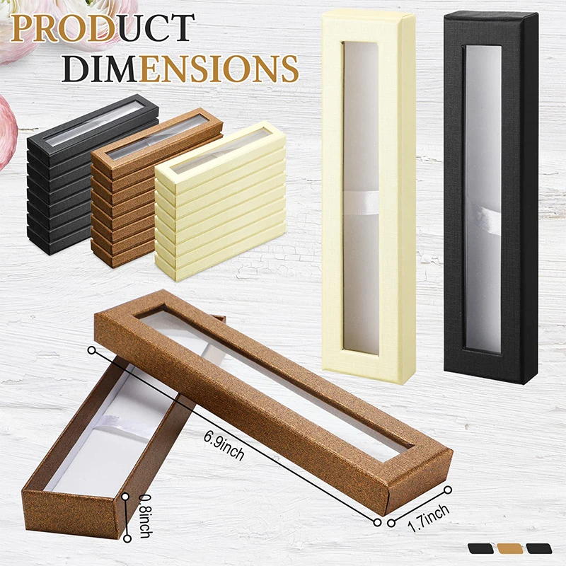 Es Gift Pen Cases Cardboard Case With Clear Window For Jewelry Pencil Ballpoint Fountain Pen Display Case