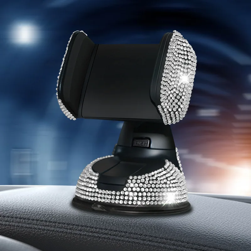 

Car Phone Holder Fashion Universal Air Outlet Dashboard Storage Holder Rhinestone Navigation Bracket Diamond Auto Interior Decor
