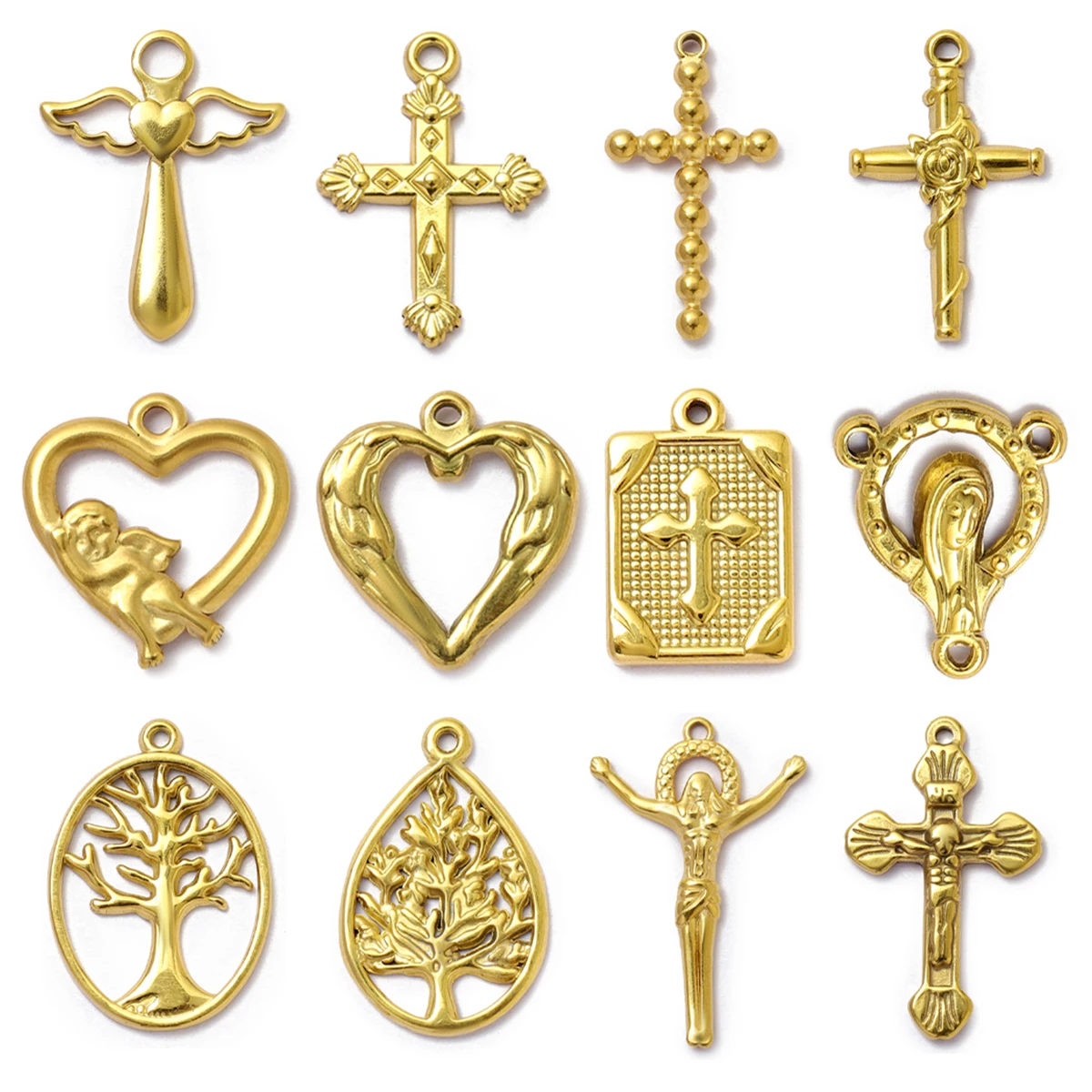 5 шт./лот ожерелье из нержавеющей стали с крестом Иисуса сделай сам подвески Ангел