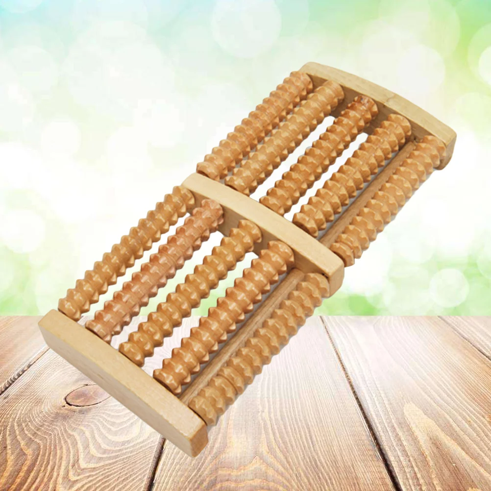 

1pc Wooden 5-Row Foot Tehsion Relief Health Care Trigger Point Sturdy Roller
