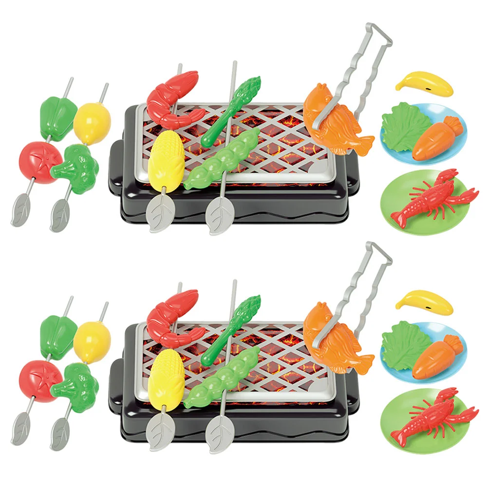 

2 Sets of Kids Grill Playset Toddler Grill Playset Grills for Kids Grill Playset