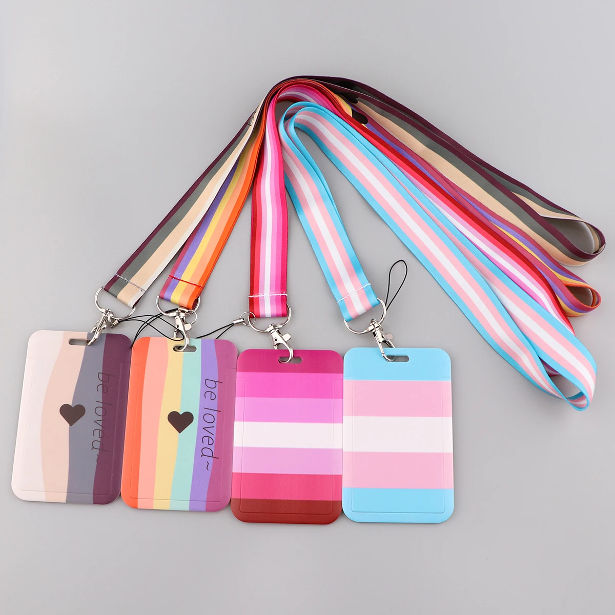 SP1480 Rainbow Gay Credential Holder Keychain Neck Lanyard For Passport Card LGBT Credit Straps |