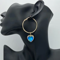 hoop earrings for woman multicolor heart crystal stone korean fashion earrings wholesale gift female girls statement jewelry