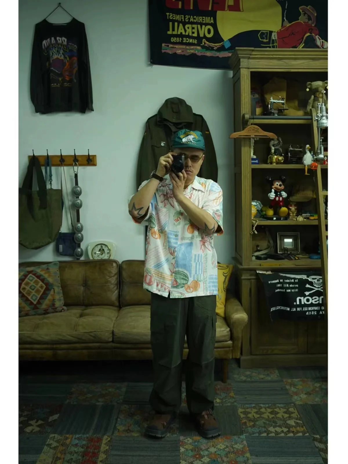 Второй заказ рубашка Aloha в стиле масляной живописи с кубинским воротником и