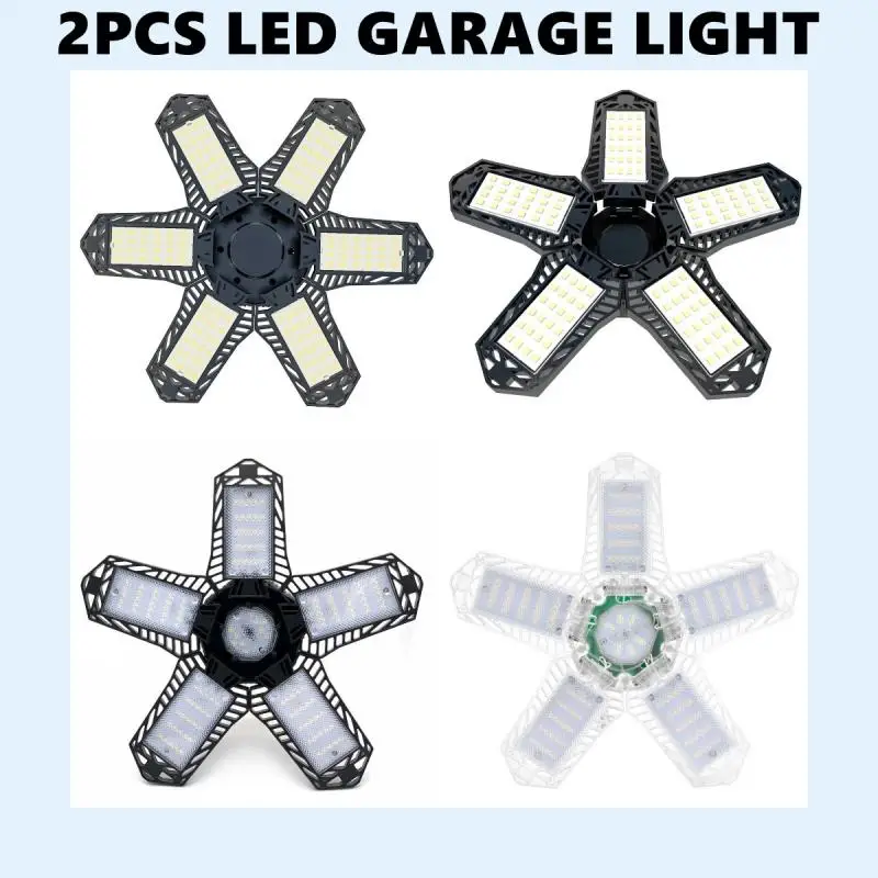 

2PCS Led Garage Lights E27/E26 5/6 Panels Lamp Adjustable Deformable Ceiling Light Industria Storage Warehouse Workshop Lighting