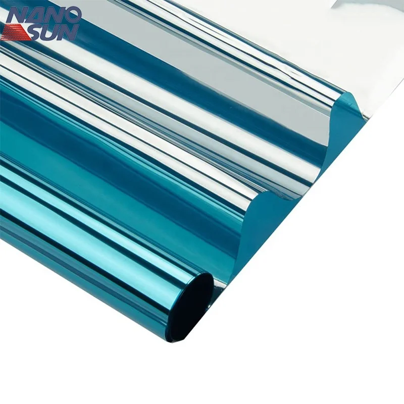 

privacy protection window film silver one way mirror film blue-silver