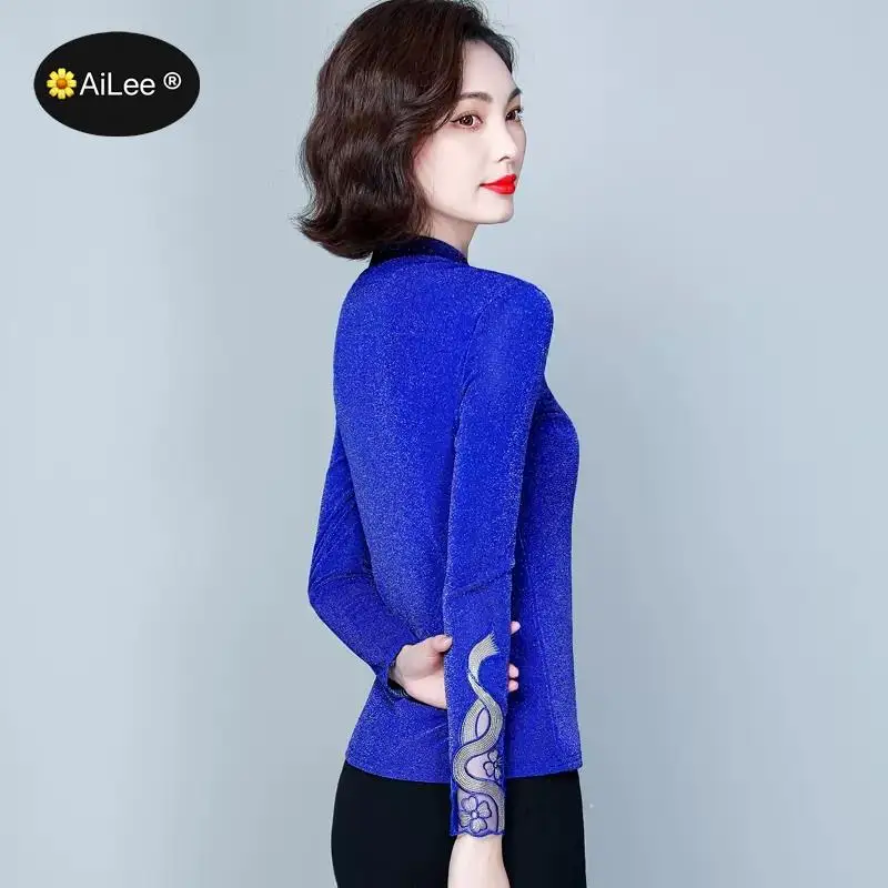 Винтажный кружевной пуловер с высоким воротником блузка женская зимняя