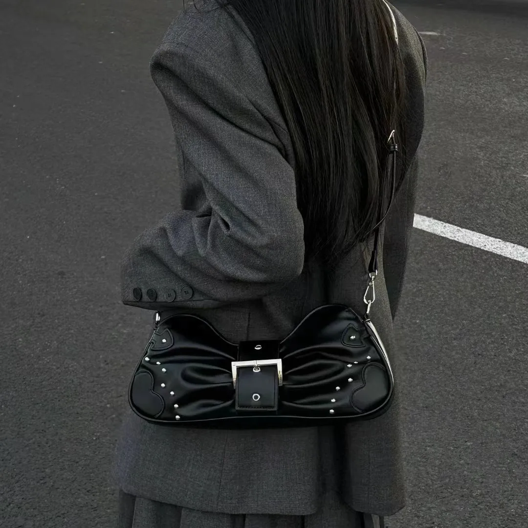 

Fashion Design Women's Underarm Bag 2023 Luxury Shopping Shoulder Bag Crossbody Retro Pleated Bow Underarm Bag Women's Handbag