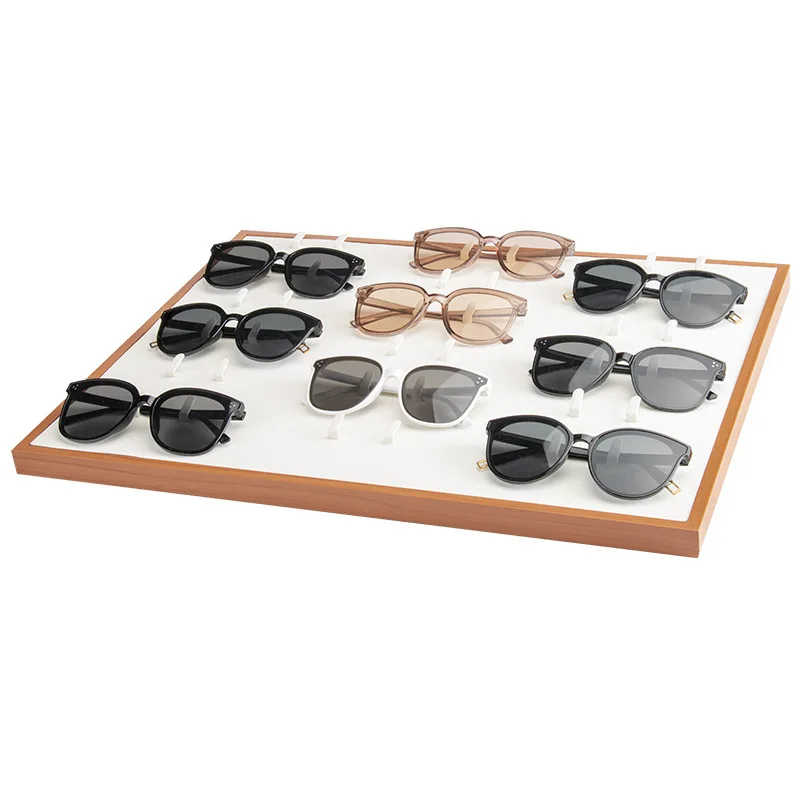 Portable Wooden Sunglasses Display Rack 18 Grid Glasses Storage Tray Classic Wood Jewelry Storage Display Stand Holder 2023 New