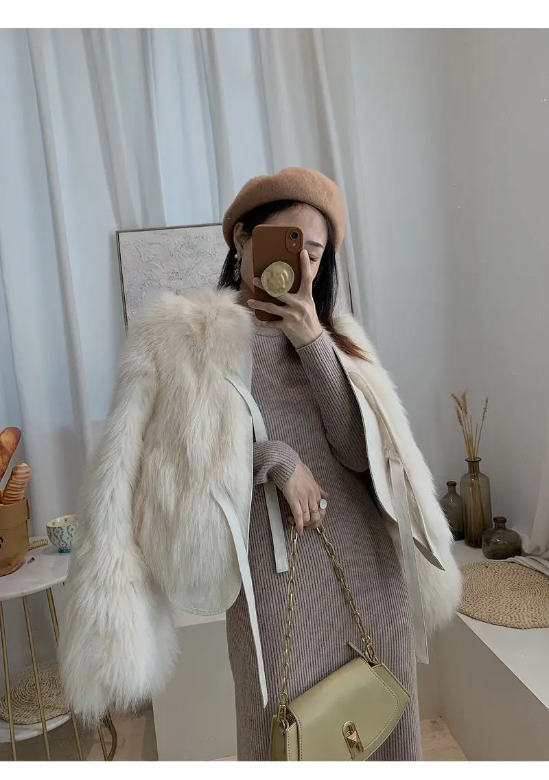 Y2k Зимняя одежда Женская верхняя Пальто Бандаж Имитация лисьего меха Harajuku Куртка