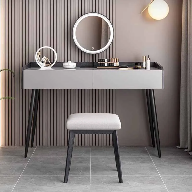

Italian Multifunctional Dressing Table Mirror Led Makeup Comfortable Classic Dresser Near Bed Simple Schminktisch Home Decor