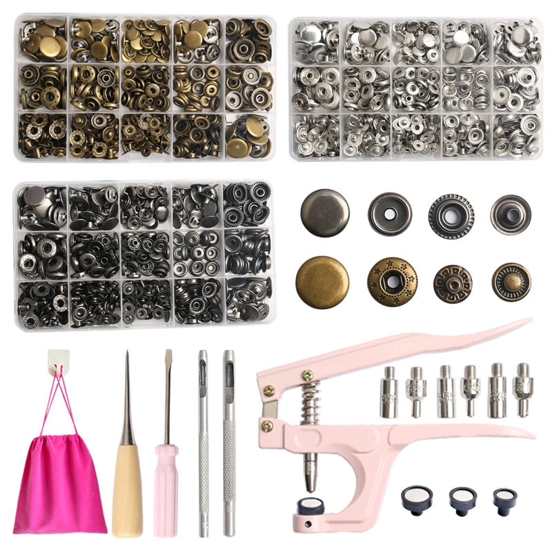 

New Metal Snap Fasteners Buttons Botones Pression With Pressure Pliers Sewing Accessories For Clothing/Coats/Bags/Leather Craft