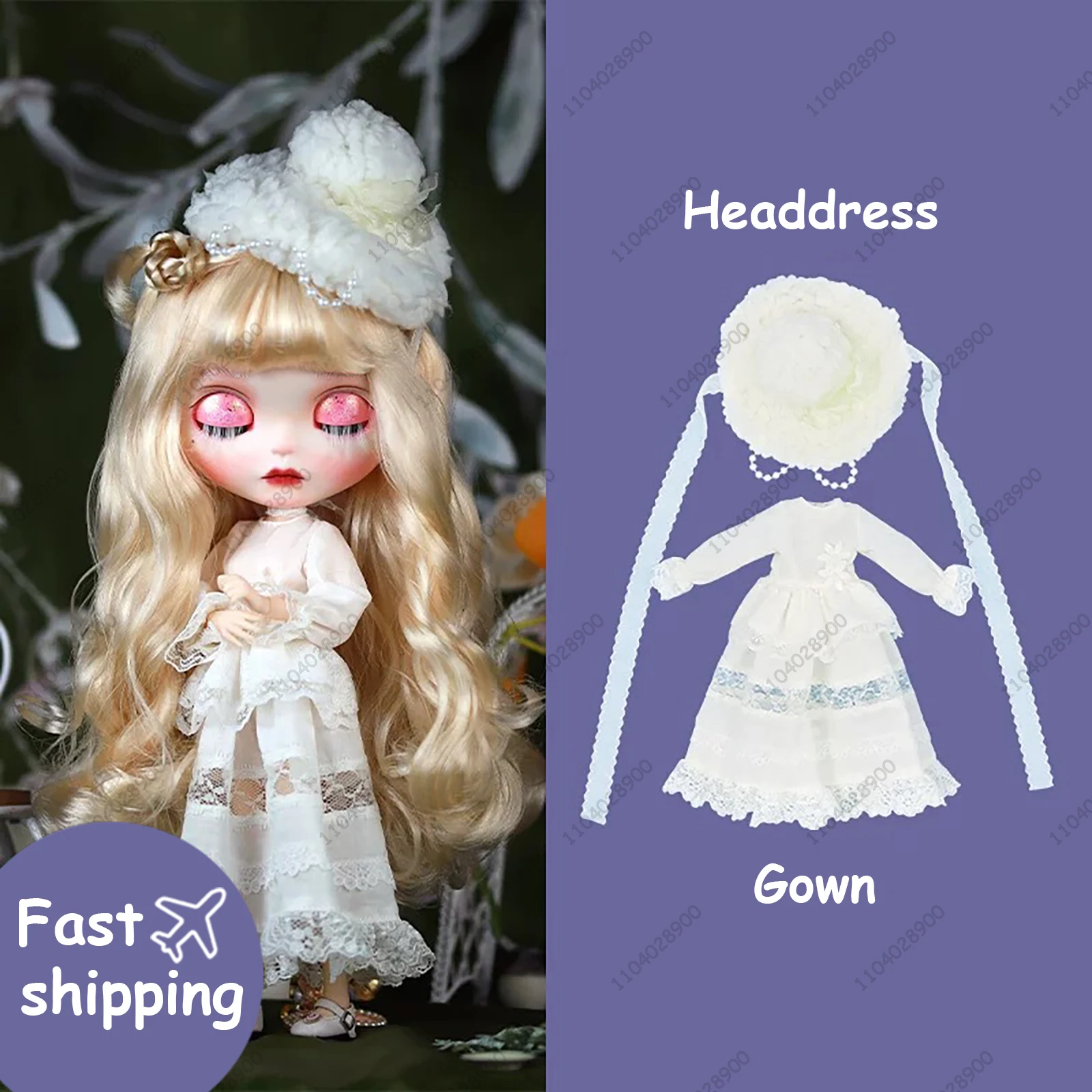 ICY DBS Blyth Кукольная одежда Белое кружевное платье