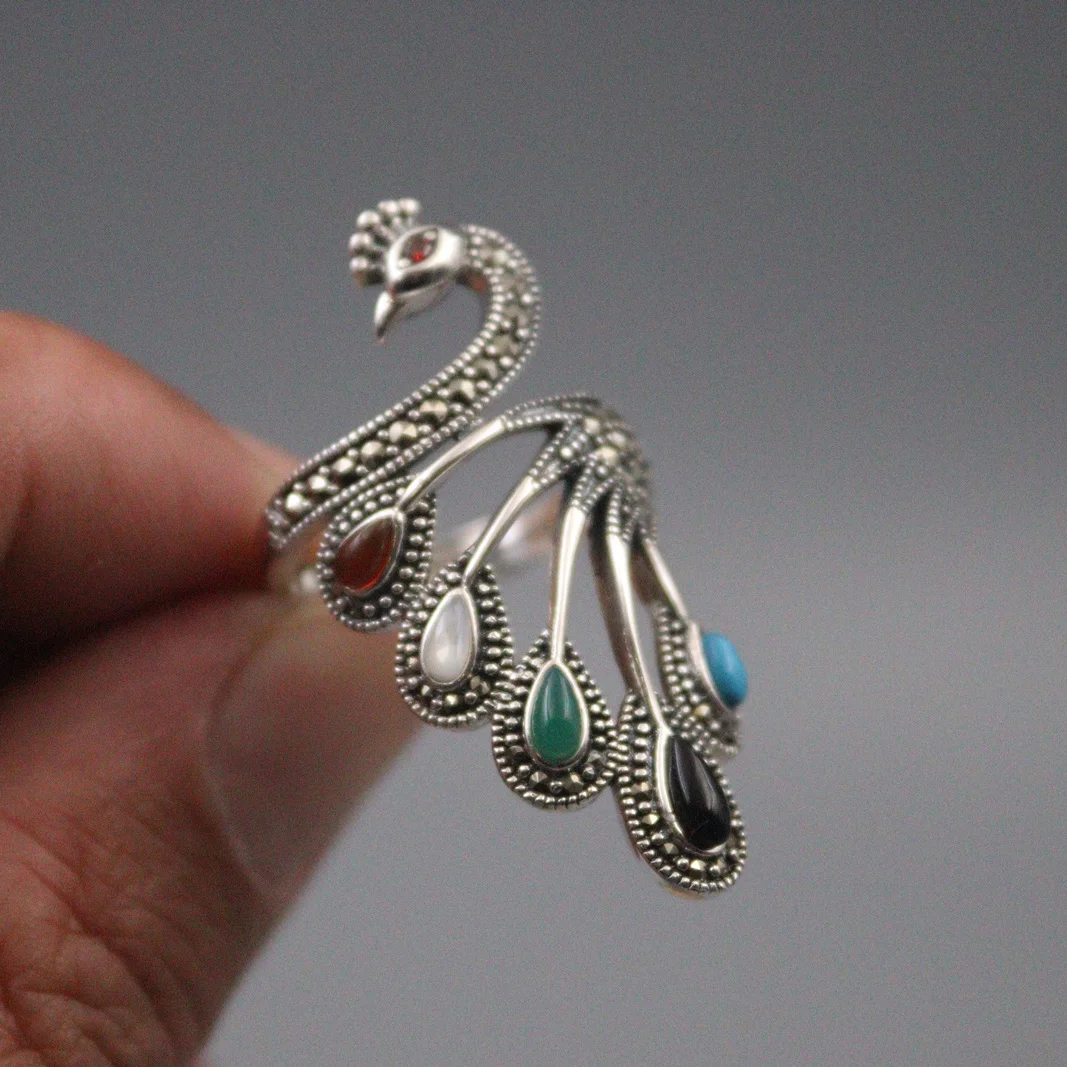 

Оригинальное серебряное кольцо с искусственным бриллиантом, кольцо из циркония с павлином и драгоценным камнем для женщин, отличный подарок для женщин, кольцо с жемчугом 6-9