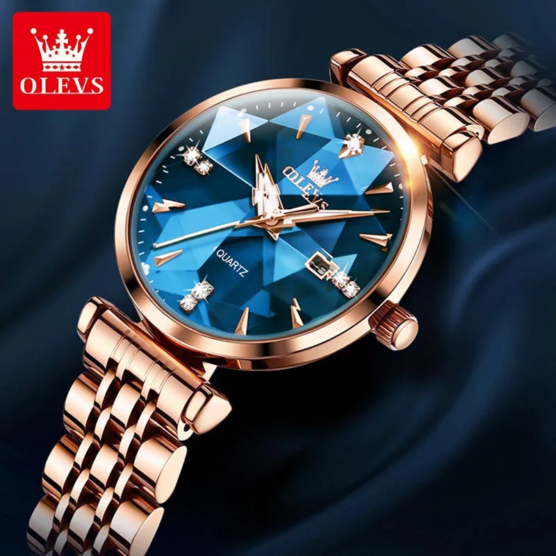 OLEVS 2023 New Womens Watches Luxury Brand Fashion Ladies Watch Rose Gold Strap Luminous 30M Waterproof Quartz Watch Reloj 5536