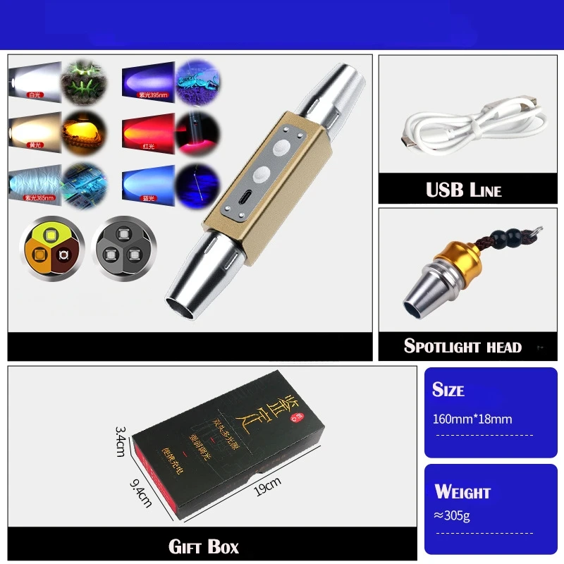 

Фонарик ANTEAM Двойная головка 365/395NM