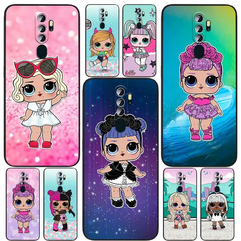 

Cartoon Cute Surprise Doll For OPPO Find X5 X3 X2 Neo Lite A74 A76 A72 A55 A54S A53 A53S A16S A16 A9 A5 5G Black Soft Phone Case