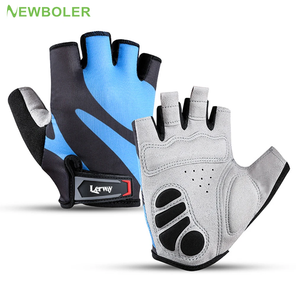 

NEWBOLER Shockproof Women Men's Cycling Gloves Breathable Half Finger Anti-slip Gym Gloves Summer MTB Bicycle Gloves