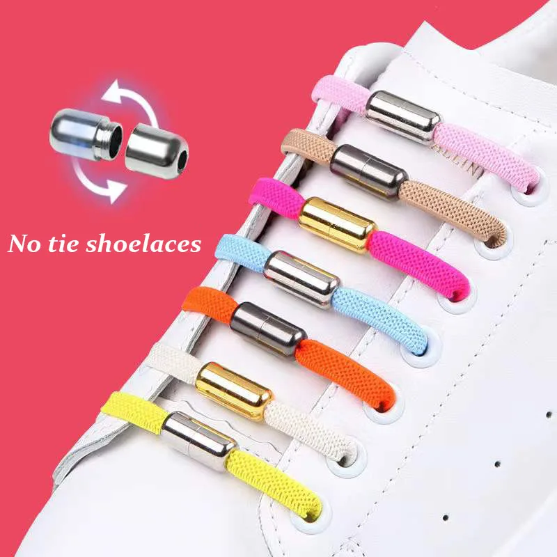 

1 Pair New Flat No-tie Elastic Shoelaces Safety Kids Adult Unisex Sneakers Shoes Laces Fast Lazy Strings Shoe Accessories