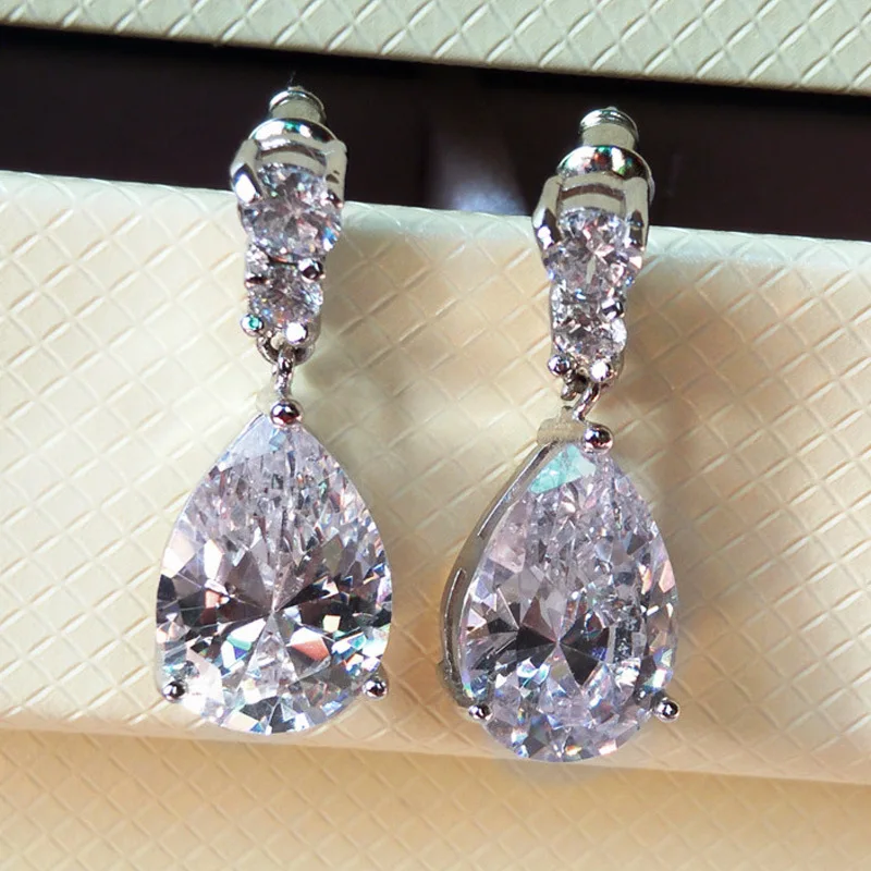

2022 New Luxury Pear silver color korean Earings For Women Lady Anniversary Gift Jewelry Wholesale E5891