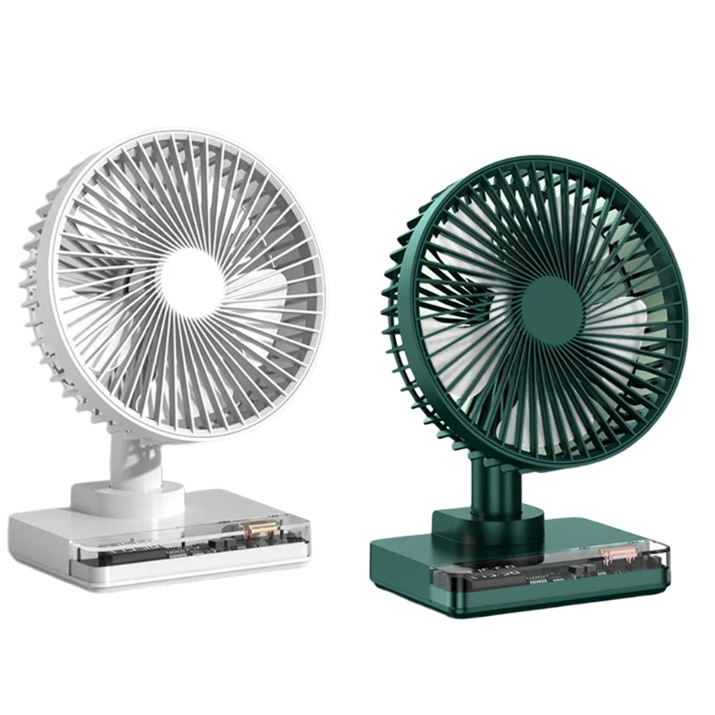 

USB Table Clock Fan 90° Rotatable Shaking Head 4 Speed Desktop Electric Fan