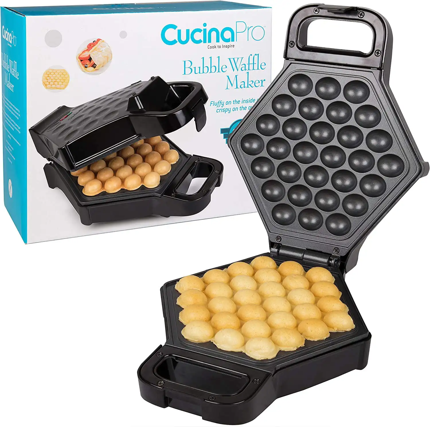 

Bubble Waffle Maker- Electric Non stick Hong Kong Egg Waffler Iron Griddle w/ Ready Indicator Light - Ready in under 5 Minutes -