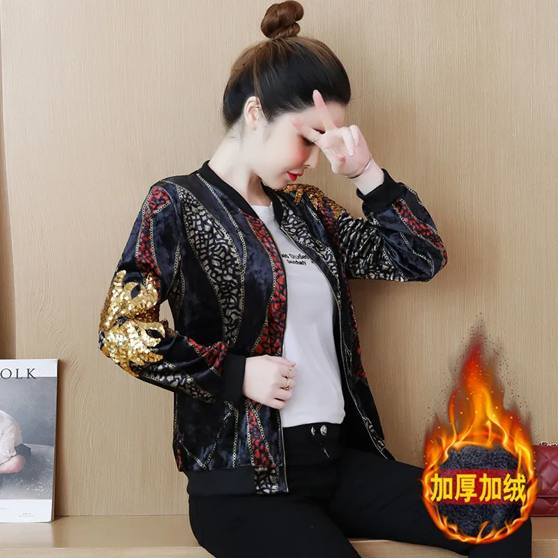 Модная женская куртка с бархатным принтом модель 2022 года корейские