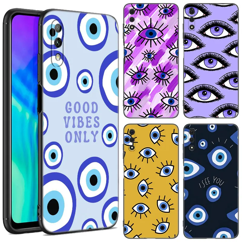 

Чехол для телефона Lucky Eye Blue Evil Eye, черный силиконовый чехол для Honor 8A 9X Pro 10X Lite 8C 8S 8X 9A 9C X6 X7 X8 X9 A X30 X40 X50 i