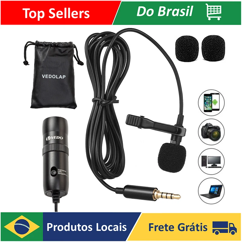 

Original VEDO VD-2 Recording Lapel Microphone Video Mic For Youtube Tik Tok Video Recording Mic For Pc IPhone Android