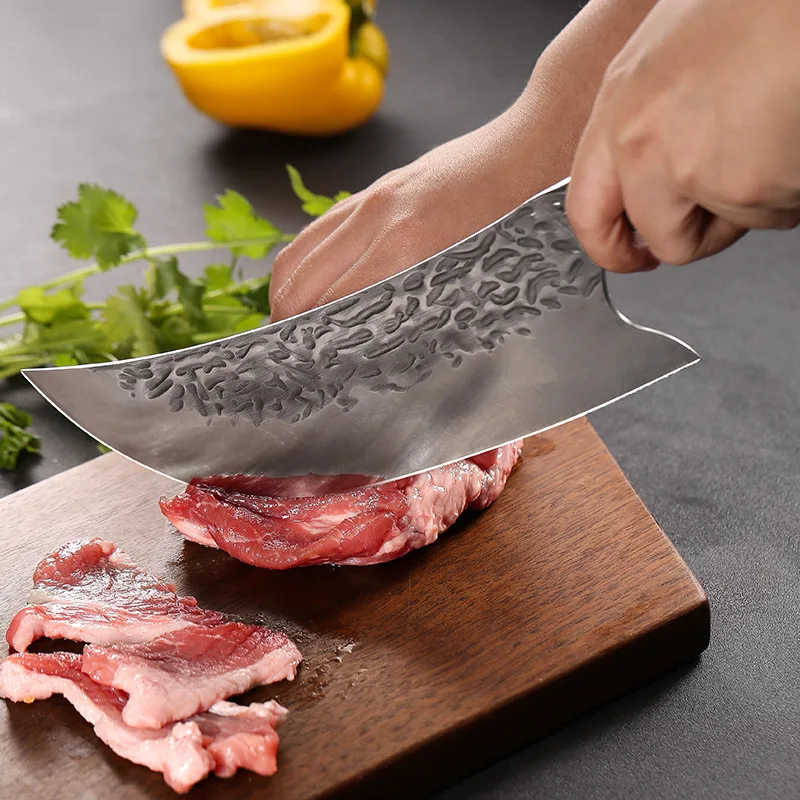 Фото Кованый кухонный нож мясника, нож шеф-повара, нож ручной работы, нож из нержавеющей стали, нож для нарезки, кухонные универсальные ножи №1