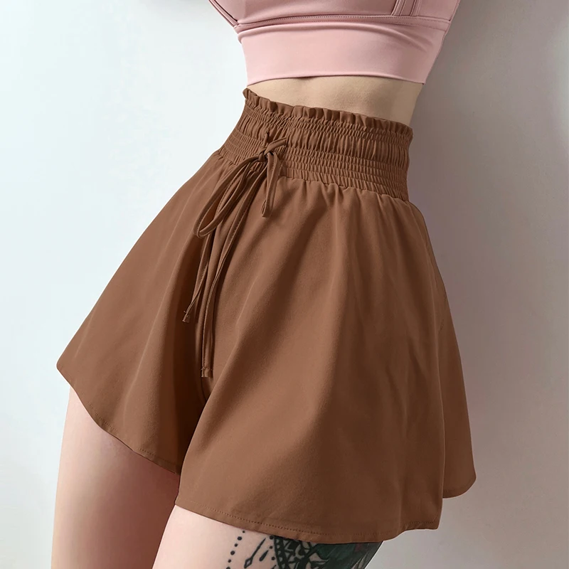 MITAOGIRL Fake Two-piece Anti-glare Yoga Shorts Quick-drying Sports Shorts for Women Fitness Gym Workout Shorts Summer