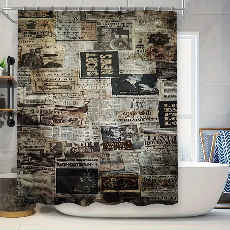 Винтажный газетный коллаж дизайн водонепроницаемая занавеска для душа