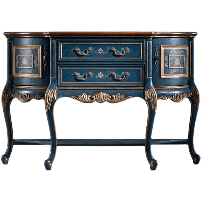 

YY European Style Distressed Console Painted Curio Cabinet Aisle Decoration Curio Cabinet Sub