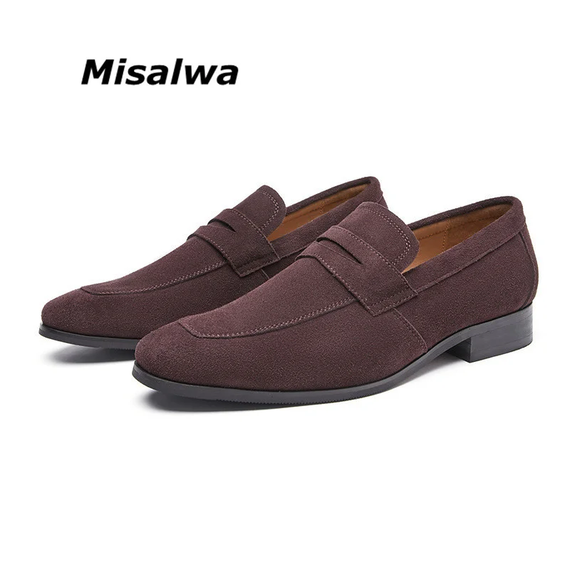 

New Japanese Simple Suede Leather Men Shoes Business Suit Men's Loafers British Slip-on Shoe Summer Wood Heel