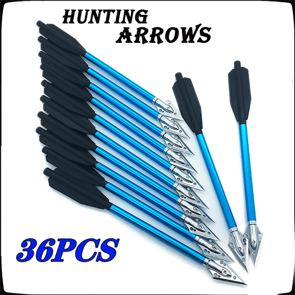 6/12/24/36 Pcs Aluminium Crossbow Bolts Arrows Broadhead Hun