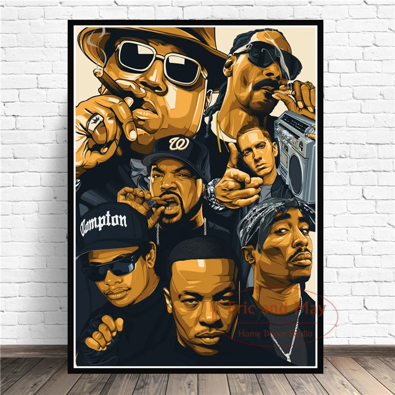 

Большая известность 2pac Jay-z N W A постеры и принты настенное искусство холст живопись картины настенные украшения гостиная отображение