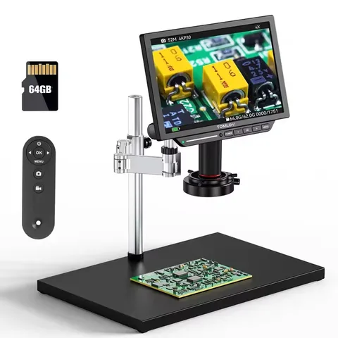 4K цифровой микроскоп для пайки TM4K Flex Arm 2000X HDMI микроскоп ремонт электроники 10 "ЖК-монета микроскоп 64 ГБ