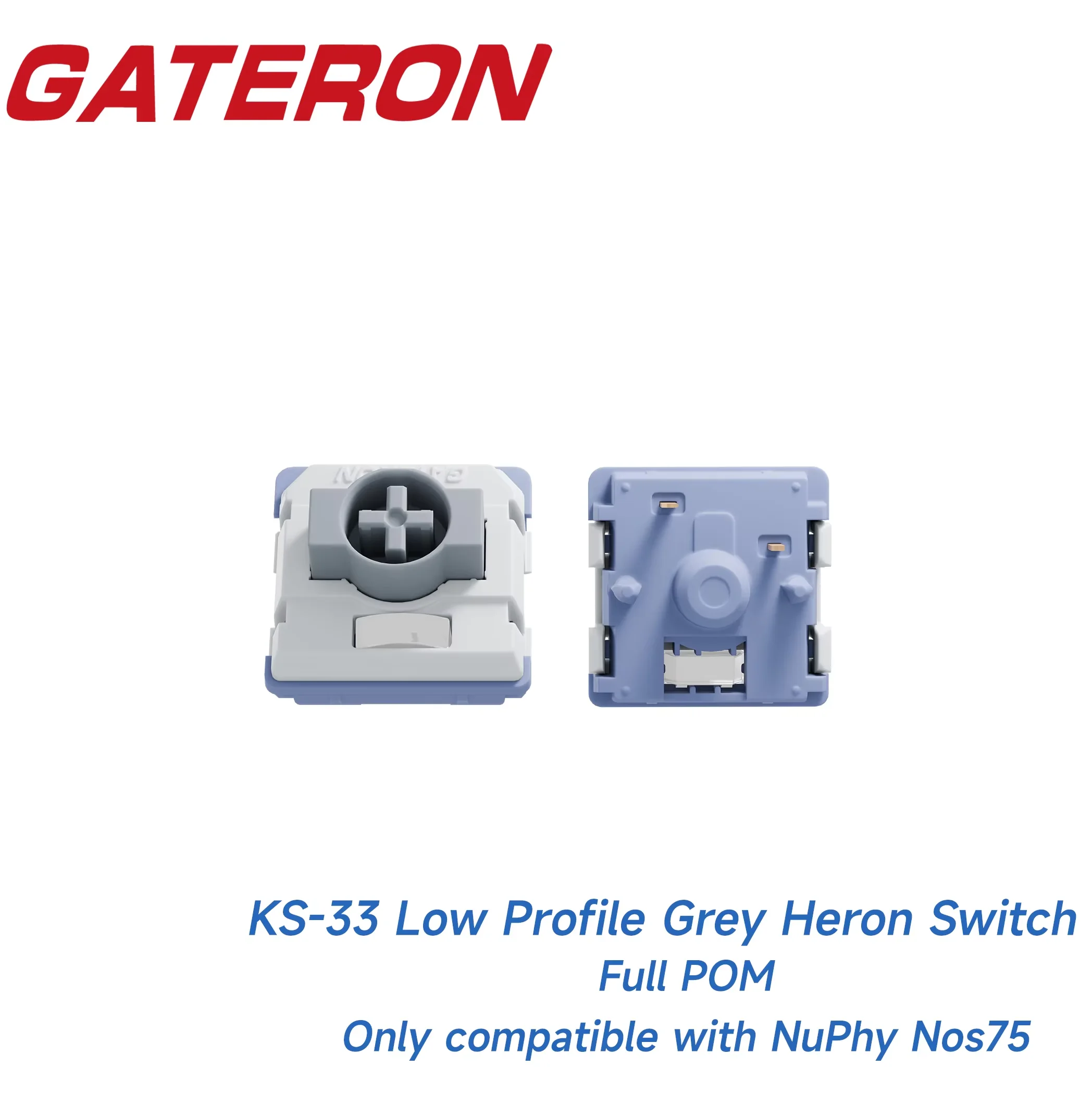 Клавиатурный переключатель GATERON KS-33 Low Profile 3.0 Grey Heron, линейный, RGB, 5-контактный, для механических игровых клавиатур, с возможностью горячей замены, DIY (art.: 3920da32fd765) - 3920da32fd765