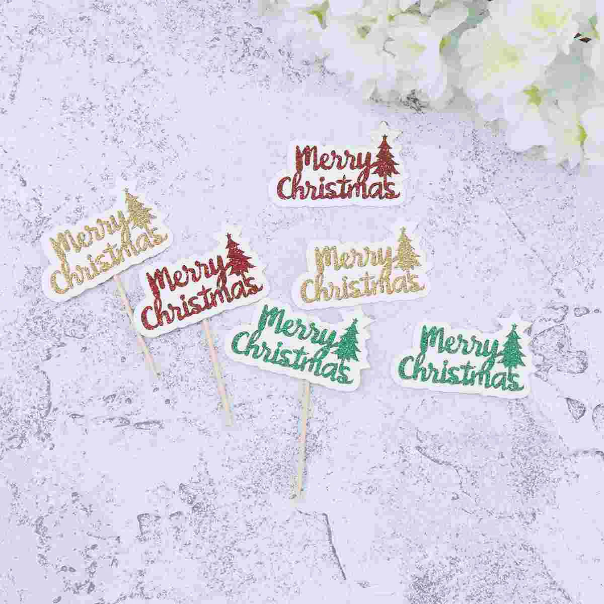 

Christmas Cupcake Topper Tree Pick Toppers Cake Xmas Elf Snowman Appetizer Party Decoration