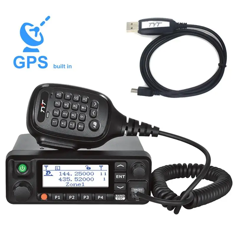 

TYT телефон, два диапазона 136-174 МГц и 400-480 МГц, цифровое мобильное радио 50/45/25 Вт, высококачественное DMR радио + 1 кабель программирования