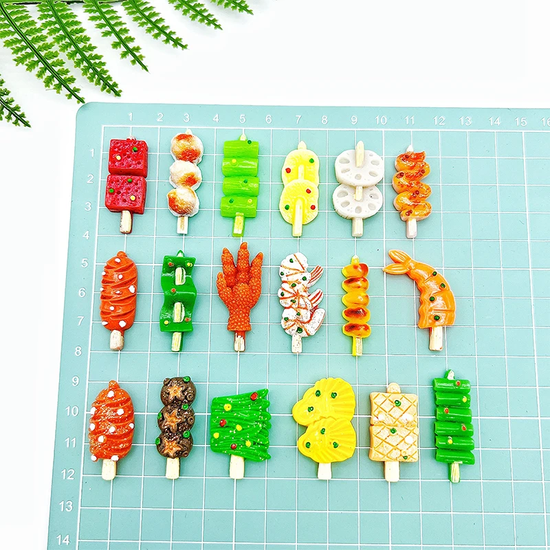 

5Pcs Dollhouse Kitchen Decor Miniature Barbecue Skewered Meat Baking Chicken Feet Shrimp Food Play Model Toy