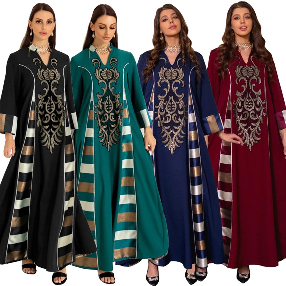 

Ramadan Eid Abaya Women Embroidery Muslim Maxi Dress Turkey Dubai Kaftan Islam Moroccan Jalabiya Arabic Caftan Middle East Gown