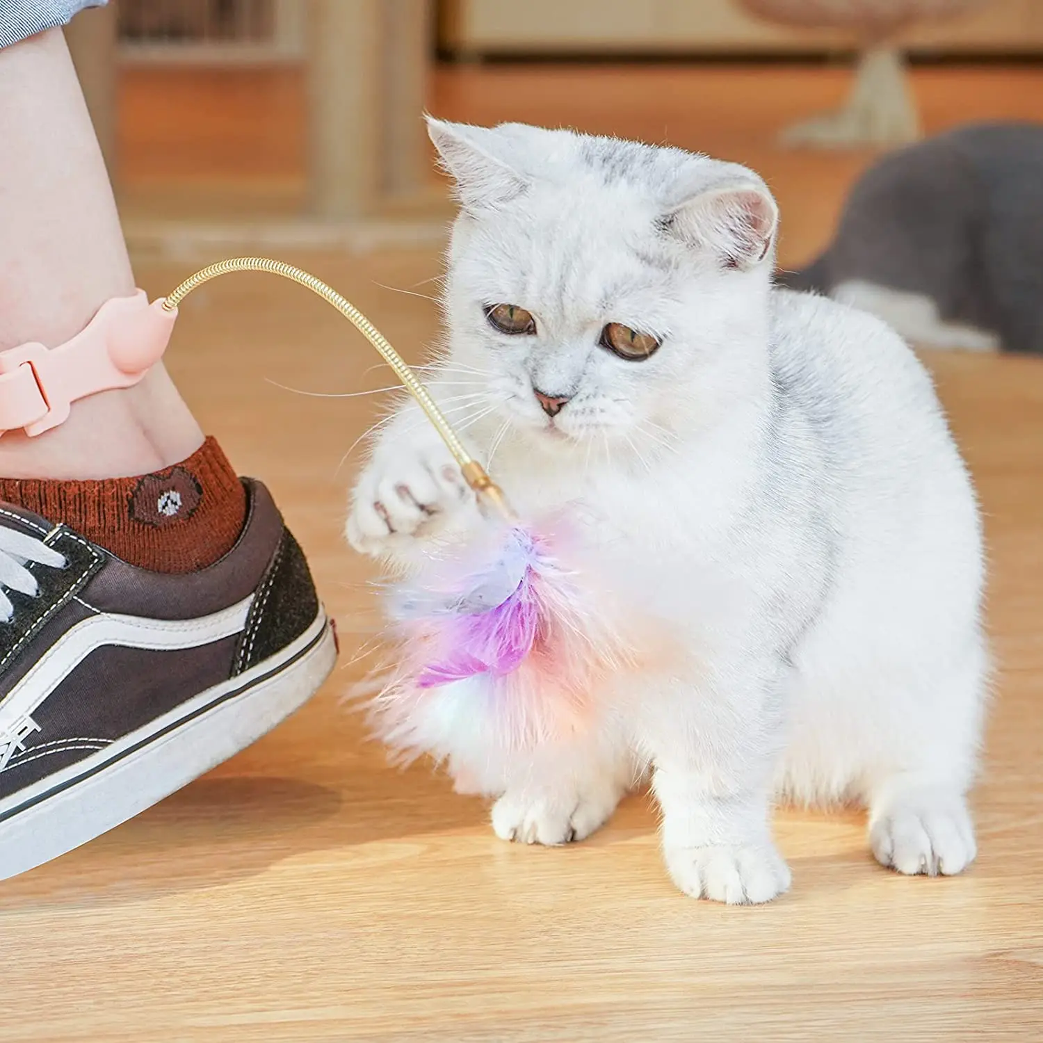 

Игрушка для кошек, резиновые игрушки с перьями для котят на ошейнике, милые упражнения, товары для домашних животных, мягкие игрушки для дом...