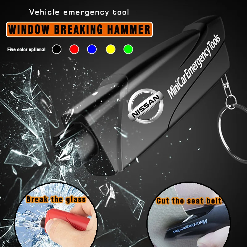 

Multifunction Mini Car Window Breaker Seat Belt Cutter for Nissan Tiida Leaf 2021 5w40 Xterra 5w30Serena Qashqai J10 Accessories