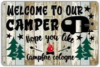 funny welcome to our camper metal tin sign wall art d%c3%a9cor rustic camping signs for home men cave decor camper gifts