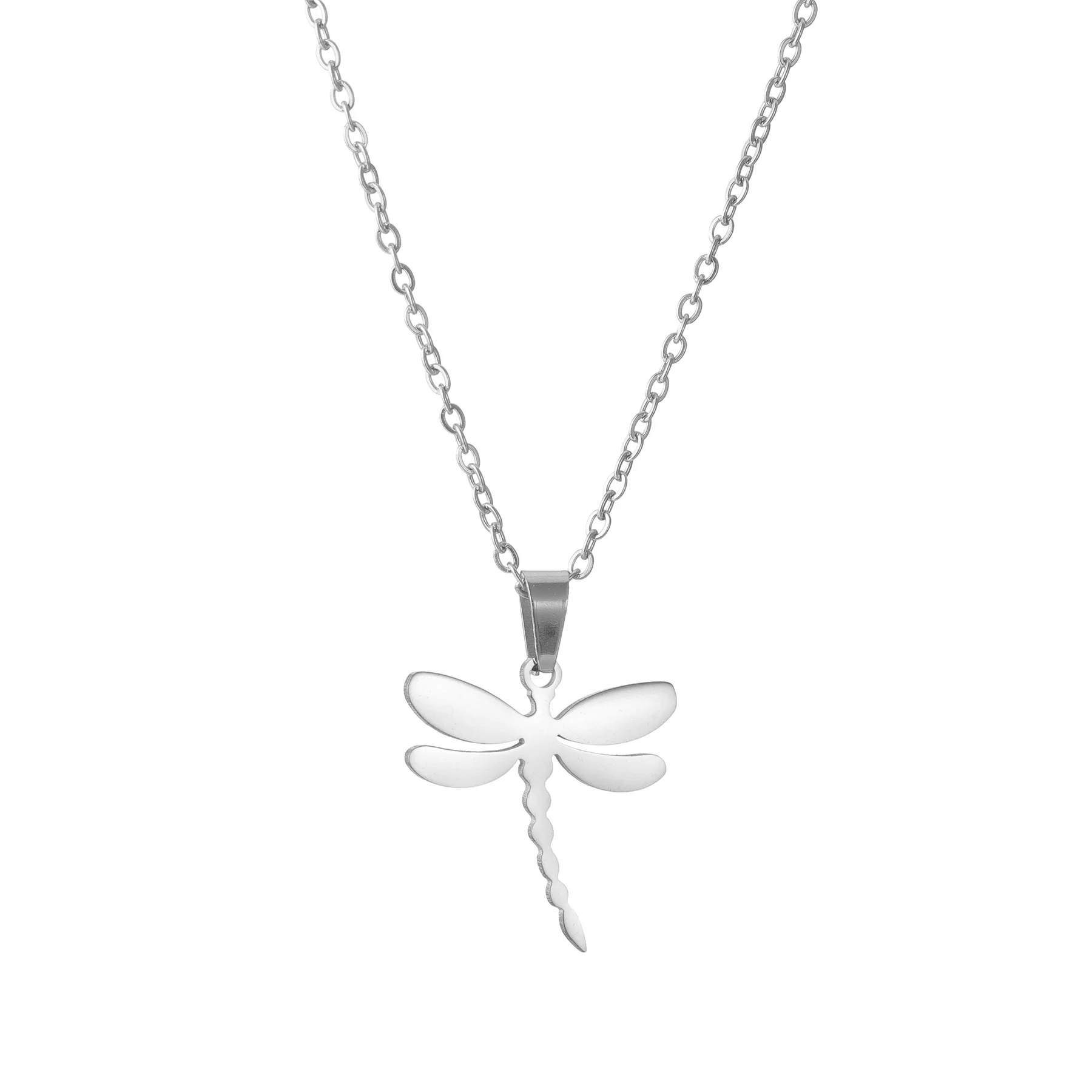 Комплект ожерелья и серег с подвеской в виде стрекозы из нержавеющей стали