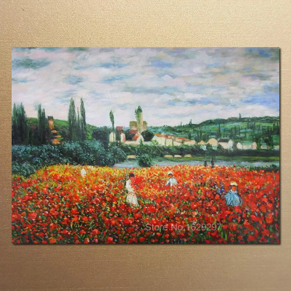 

Claude Monet Oil Paintings On Canvas Poppy Field Near Vetheuil Hand-painted Wall Art Decor High Quality Unframed For Hom Decor