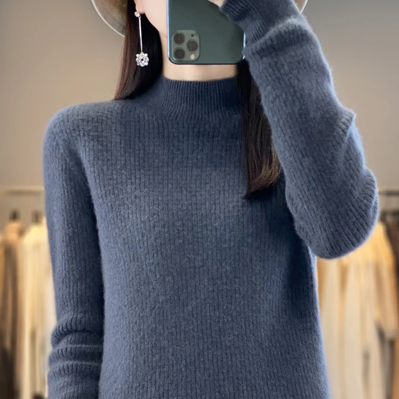 Осень-зима женская водолазка пуловер свитер одежда из 100% мериносовой шерсти